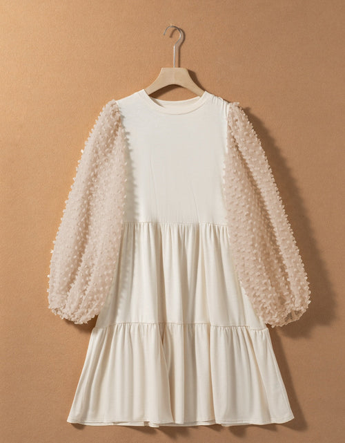 Load image into Gallery viewer, Tiered Round Neck Balloon Sleeve Mini Dress
