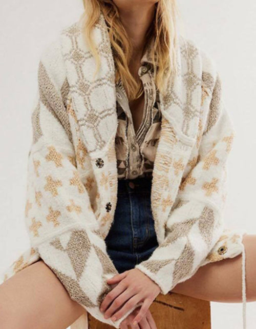 Load image into Gallery viewer, Collared Neck Long Sleeve Cardigan
