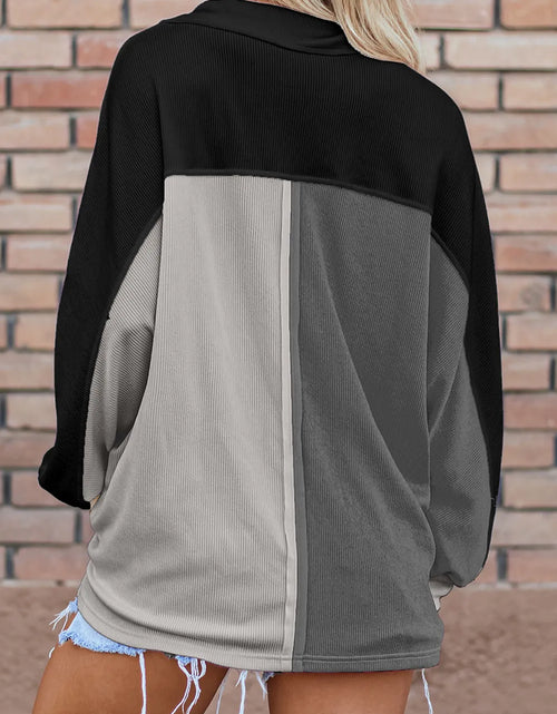 Load image into Gallery viewer, Pocketed Contrast Long Sleeve Sweatshirt
