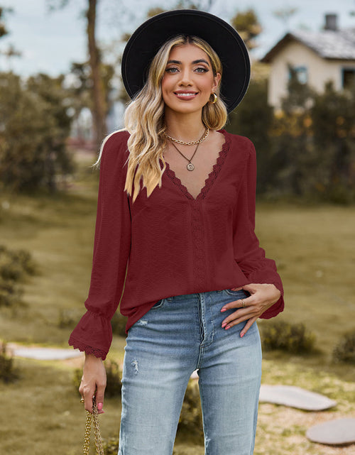 Load image into Gallery viewer, V-Neck Flounce Sleeve Blouse
