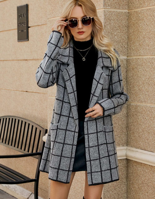 Load image into Gallery viewer, Printed Open Front Lapel Collar Cardigan with Pockets

