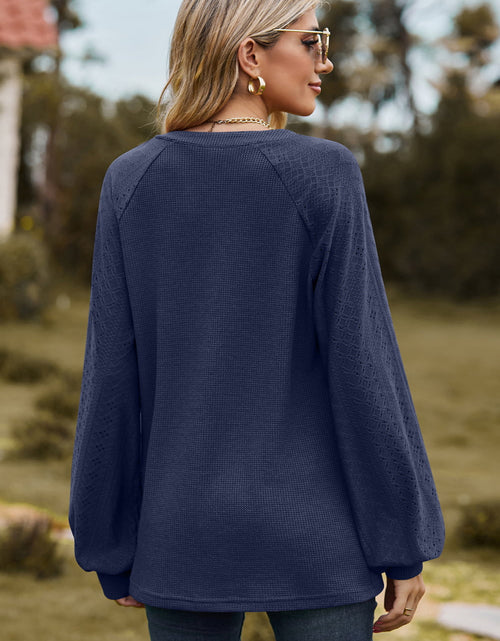 Load image into Gallery viewer, Notched Neck Raglan Sleeve Blouse
