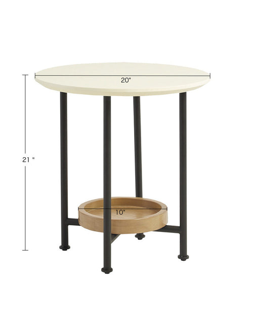 Load image into Gallery viewer, White/Natural End Table by Blak Hom
