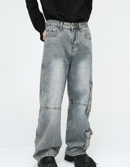 Load image into Gallery viewer, Wide Leg Jeans with Cargo Pockets
