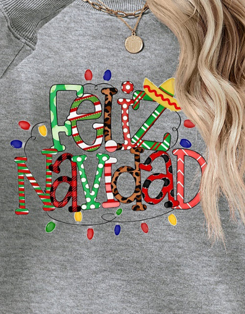 Load image into Gallery viewer, FELIZ NAVIDAD Round Neck Drop Shoulder Sweatshirt
