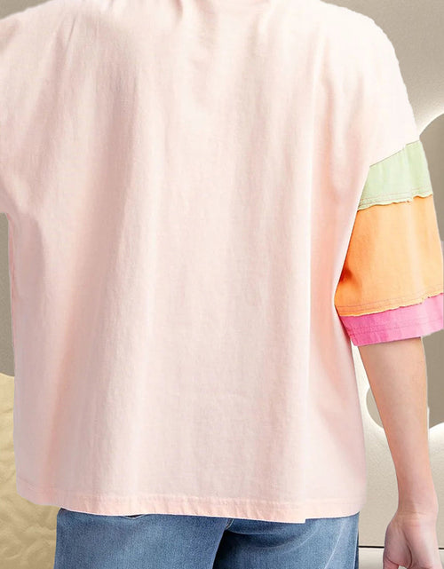 Load image into Gallery viewer, Color Block Round Neck Half Sleeve T-Shirt

