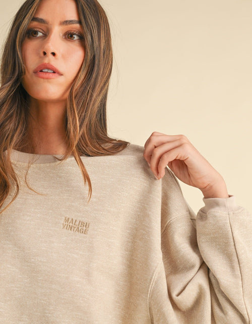 Load image into Gallery viewer, Mable Round Neck Letter Embroidery Crop Sweatshirt
