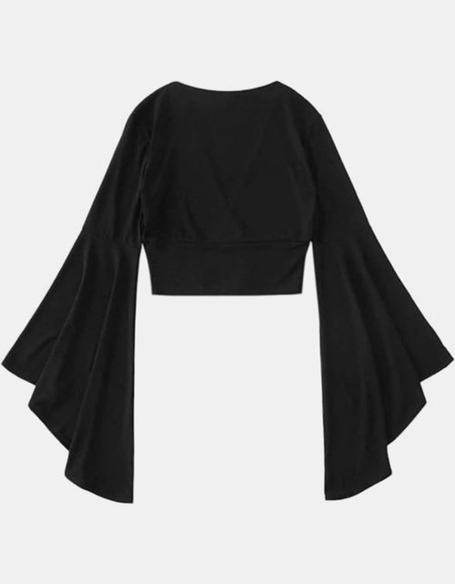 Load image into Gallery viewer, Plunge Flare Sleeve Cropped Top
