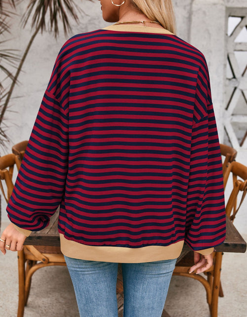 Load image into Gallery viewer, Lovelet Contrast Striped Long Sleeve Sweatshirt
