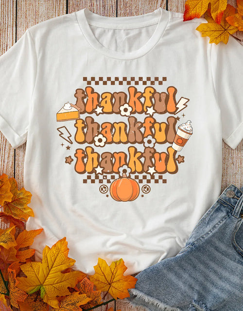 Load image into Gallery viewer, THANKFUL Round Neck Short Sleeve T-Shirt
