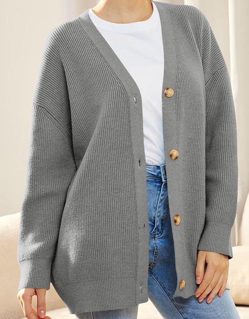 Load image into Gallery viewer, Button Down V-Neck Long Sleeve Cardigan
