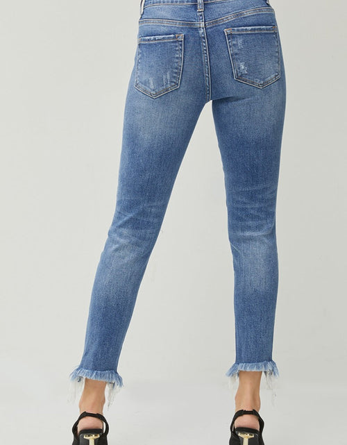 Load image into Gallery viewer, RISEN Distressed Frayed Hem Slim Jeans
