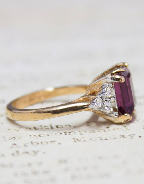 Load image into Gallery viewer, Vintage Ring Clear Austrian Crystals 18k Yellow Gold Electroplated Womens Birthstone Made in USA by PVD Vintage Jewelry
