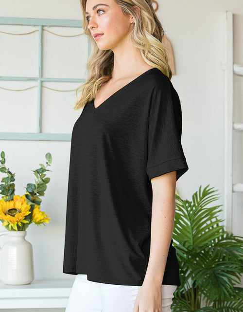 Load image into Gallery viewer, Heimish Full Size V-Neck Short Sleeve T-Shirt
