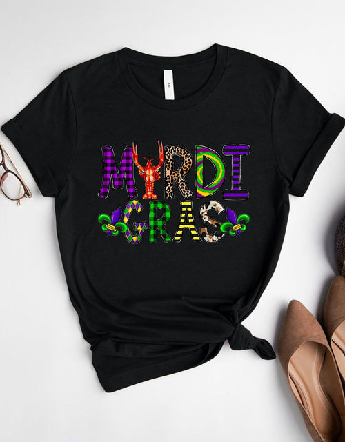Load image into Gallery viewer, MARDI GRAS Round Neck Short Sleeve T-Shirt
