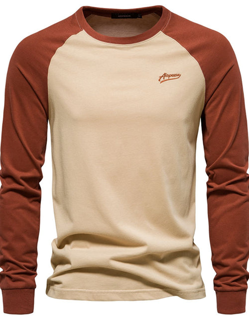Load image into Gallery viewer, Men's Contrast Round Neck Raglan Sleeve T-Shirt
