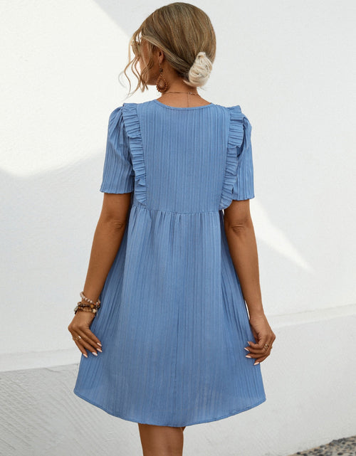 Load image into Gallery viewer, Tie Neck Short Sleeve Mini Dress
