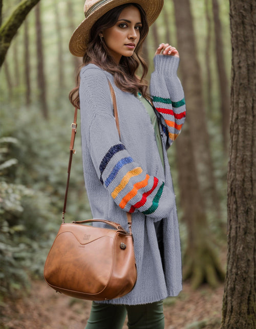 Load image into Gallery viewer, Striped Open Front Long Sleeve Cardigan
