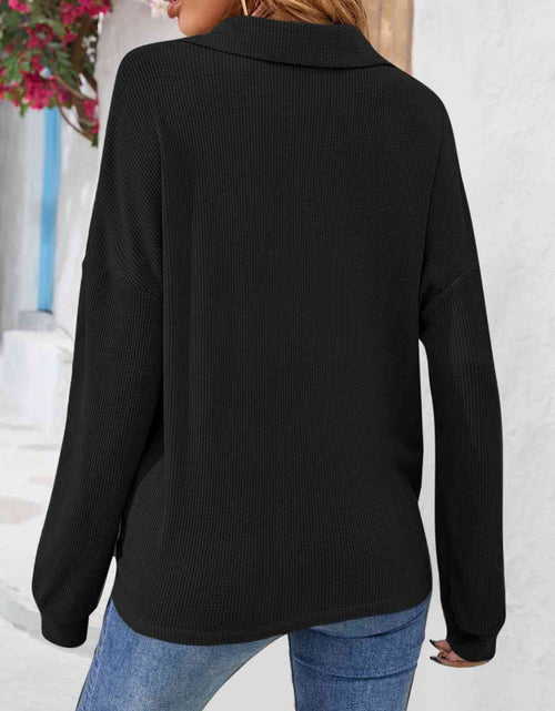 Load image into Gallery viewer, Half Button Collared Neck Long Sleeve Top
