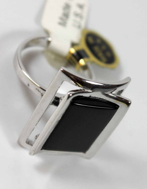 Load image into Gallery viewer, Vintage Genuine Onyx Rectangle 18k Yellow Gold Electroplated Made in USA #R327 by PVD Vintage Jewelry
