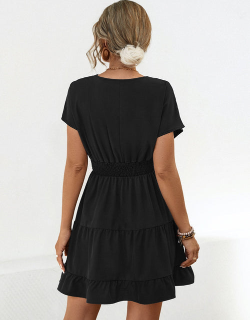 Load image into Gallery viewer, Ruffled Smocked V-Neck Tiered Dress

