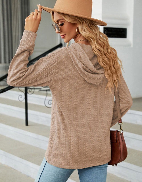 Load image into Gallery viewer, Cable-Knit Long Sleeve Hoodie
