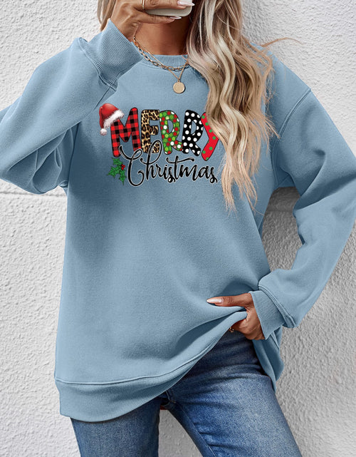 Load image into Gallery viewer, MERRY CHRISTMAS Round Neck Dropped Shoulder Sweatshirt
