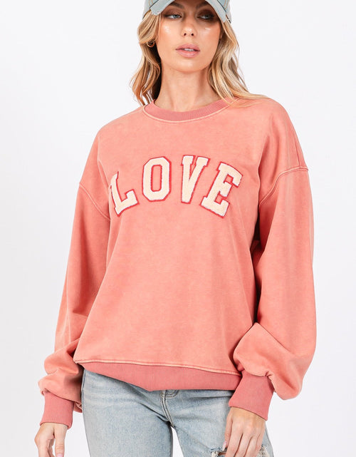 Load image into Gallery viewer, SAGE + FIG LOVE Path Applique Drop Shoulder Sweatshirt
