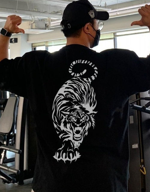 Load image into Gallery viewer, Men's Plus Size Tiger Round Neck Short Sleeve T-Shirt
