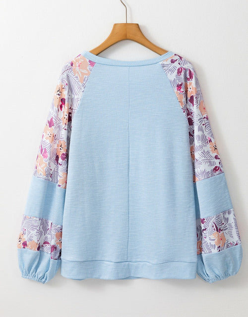 Load image into Gallery viewer, Printed Round Neck Balloon Sleeve Sweatshirt
