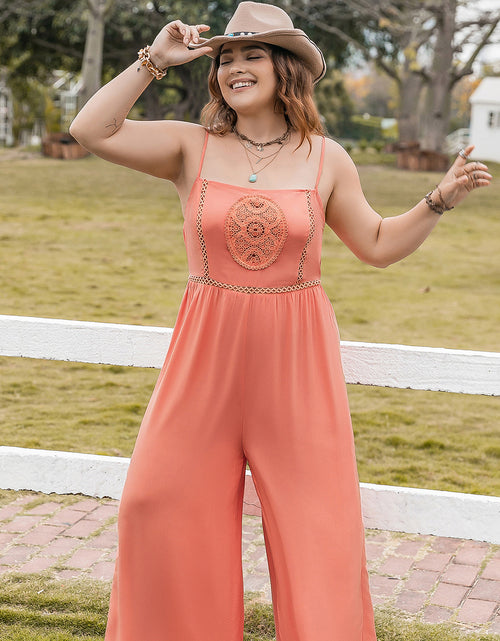 Load image into Gallery viewer, Plus Size Lace Detail Spaghetti Strap Wide Leg Jumpsuit
