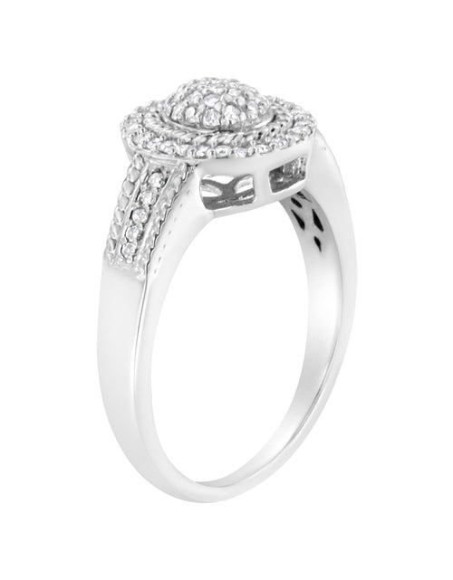 Load image into Gallery viewer, .925 Sterling Silver 1/3 Cttw Pave Set Round-Cut Diamond Braided Halo Cocktail Ring (I-J Color, I2-I3 Clarity) by Haus of Brilliance
