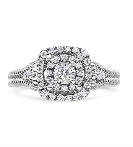 .925 Sterling Silver 1/3 Cttw Miracle Set Round-Cut Diamond Cocktail Ring (H-I Color, I1-I2 Clarity) by Infinite Jewels