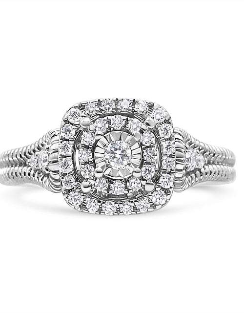 Load image into Gallery viewer, .925 Sterling Silver 1/3 Cttw Miracle Set Round-Cut Diamond Cocktail Ring (H-I Color, I1-I2 Clarity) by Infinite Jewels

