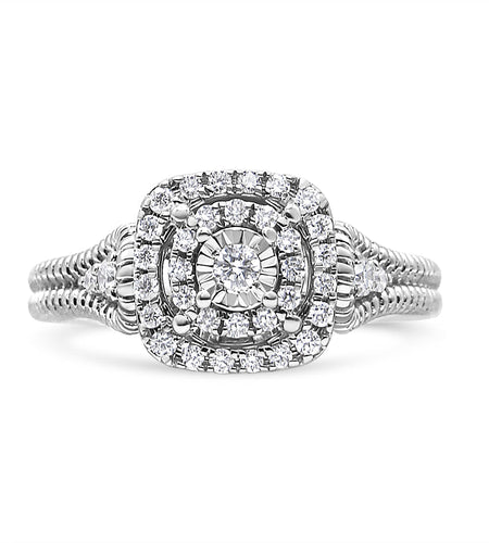 .925 Sterling Silver 1/3 Cttw Miracle Set Round-Cut Diamond Cocktail Ring (H-I Color, I1-I2 Clarity) by Haus of Brilliance