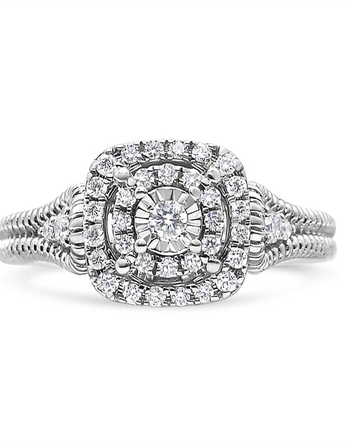 Load image into Gallery viewer, .925 Sterling Silver 1/3 Cttw Miracle Set Round-Cut Diamond Cocktail Ring (H-I Color, I1-I2 Clarity) by Haus of Brilliance
