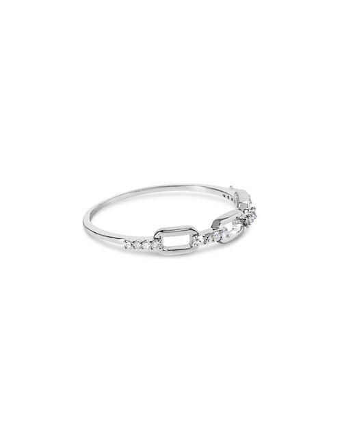 Load image into Gallery viewer, .925 Sterling Silver Diamond Accent Paperclip Band Ring (I-J Color, I2-I3 Clarity) by Haus of Brilliance
