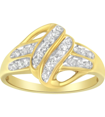 10K Yellow Gold Plated .925 Sterling Silver 1.0 Cttw Diamond Flower Cluster Open Halo Floral Ring (J-K Color, I2-I3 Clarity) by Infinite Jewels