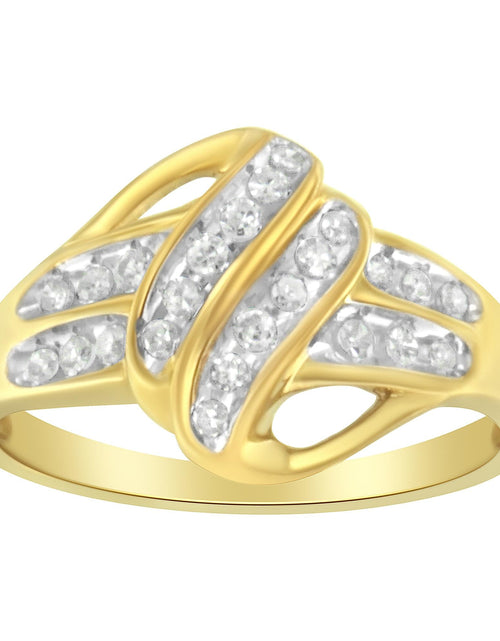 Load image into Gallery viewer, 10K Yellow Gold Plated .925 Sterling Silver 1.0 Cttw Diamond Flower Cluster Open Halo Floral Ring (J-K Color, I2-I3 Clarity) by Infinite Jewels
