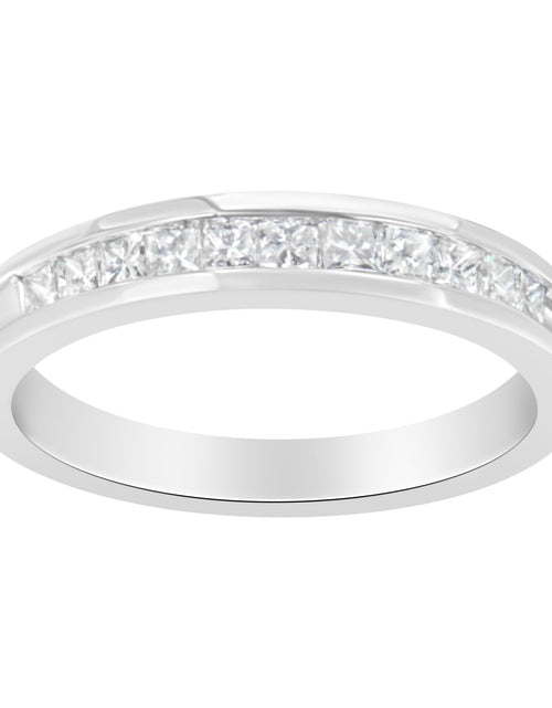 Load image into Gallery viewer, .925 Sterling Silver 1/2 Cttw Princess-Cut Diamond Channel-Set Half-Eternity Wedding or Anniversary Band Ring (H-I Color, I2 Clarity) by Haus of Brilliance
