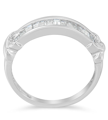 .925 Sterling Silver 1/2 Cttw Baguette Cut Diamond Channel Set X-Station Wedding Ring (H-I Color, I1-I2 Clarity) by Infinite Jewels