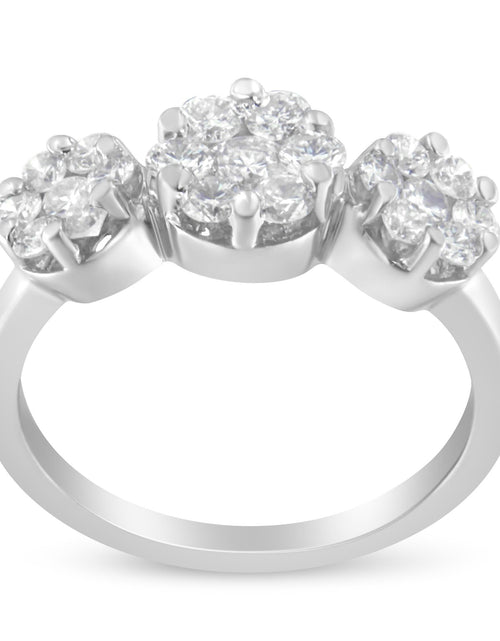 Load image into Gallery viewer, 14K White Gold 1-1/4 Cttw Brilliant Cut Diamond Three Round Floral Clusters Engagement or Fashion Ring (H-I Color, SI2-I1 Clarity) by Haus of Brilliance
