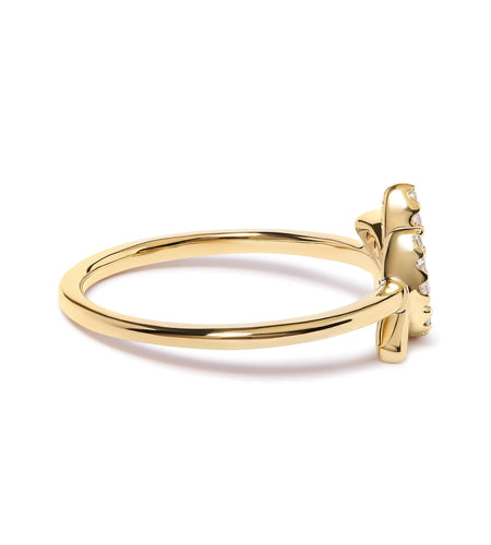 10K Yellow Gold 1/10 Cttw Diamond Leaf and Branch Ring (H-I Color, I1-I2 Clarity) by Haus of Brilliance