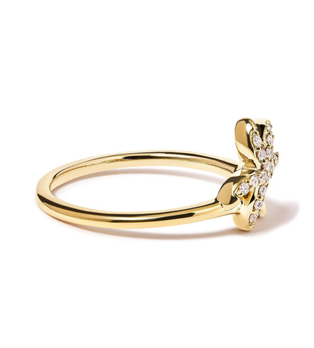 10K Yellow Gold 1/10 Cttw Diamond  Palm Tree Statement Ring (H-I Color, I1-I2 Clarity) by Infinite Jewels