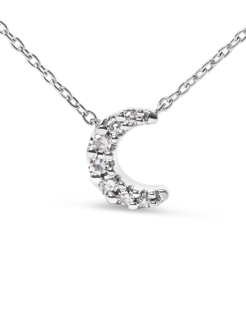 Load image into Gallery viewer, 10K White Gold Diamond Accented Crescent Moon Shaped 18" Inch Pendant Necklace (H-I Color, I1-I2 Clarity) by Infinite Jewels
