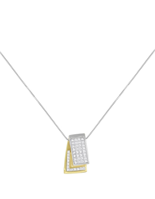 Load image into Gallery viewer, 14K Gold 1.0 Cttw Princess Cut Diamond Two Tone Foldover Box Pendant 18” Box Chain Necklace (H-I Color, SI2-I1 Clarity) by Infinite Jewels

