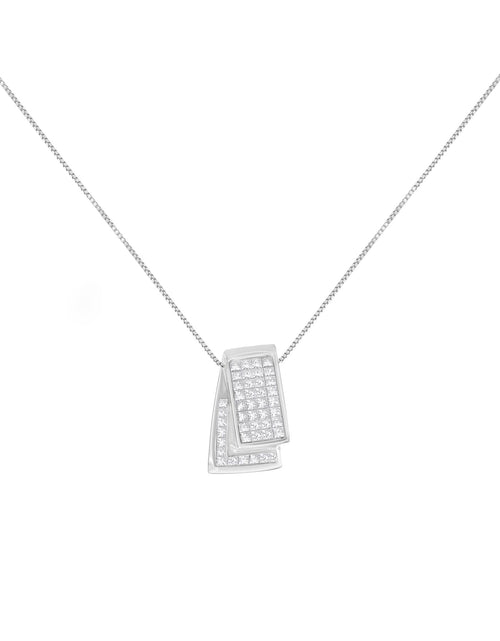 Load image into Gallery viewer, 14K Gold 1.0 Cttw Princess Cut Diamond Two Tone Foldover Box Pendant 18” Box Chain Necklace (H-I Color, SI2-I1 Clarity) by Haus of Brilliance
