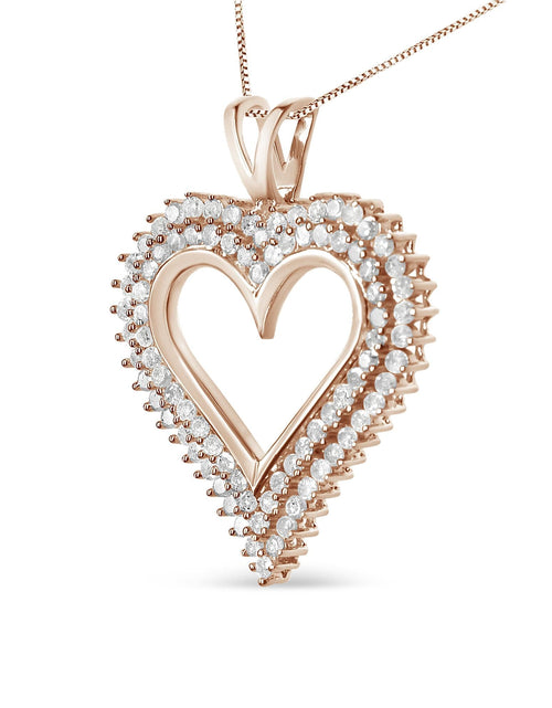 Load image into Gallery viewer, .925 Sterling Silver Diamond Heart 18" Pendant Necklace (I-J Color, I2-I3 Clarity) by Haus of Brilliance
