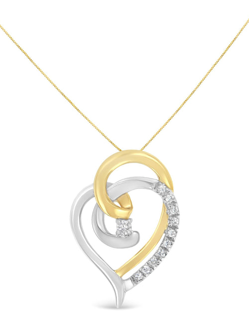 Load image into Gallery viewer, 10K Yellow and White Gold Diamond Accent Open Double Heart Spiral Curl 18" Pendant Necklace (J-K Color, I2-I3 Clarity) by Haus of Brilliance
