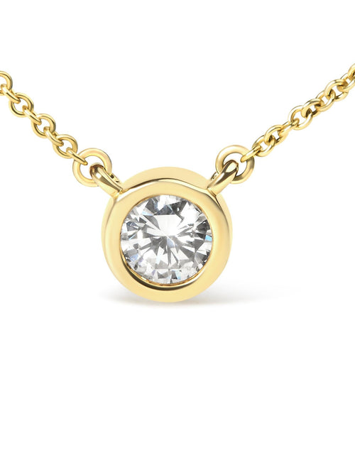Load image into Gallery viewer, 14K Gold Lab Grown Diamond Modern Bezel-Set Solitaire 16"-18" Pendant Necklace (F-G Color, VS2-SI1 Clarity) by Haus of Brilliance

